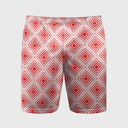 Шорты спортивные мужские Красный ромбический паттерн, цвет: 3D-принт