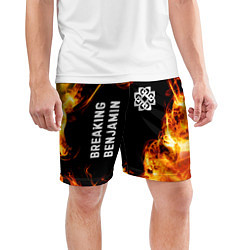 Шорты спортивные мужские Breaking Benjamin и пылающий огонь, цвет: 3D-принт — фото 2