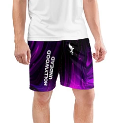 Шорты спортивные мужские Hollywood Undead violet plasma, цвет: 3D-принт — фото 2