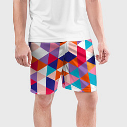 Шорты спортивные мужские Ромбический разноцветный паттерн, цвет: 3D-принт — фото 2