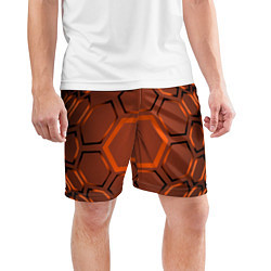 Шорты спортивные мужские Оранжевая техноброня, цвет: 3D-принт — фото 2