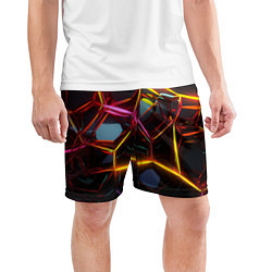 Шорты спортивные мужские Неоновые трубки абстракция, цвет: 3D-принт — фото 2