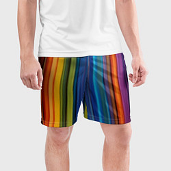 Шорты спортивные мужские Разноцветные вертикальные полосы, цвет: 3D-принт — фото 2