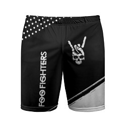 Шорты спортивные мужские Foo Fighters и рок символ на темном фоне, цвет: 3D-принт