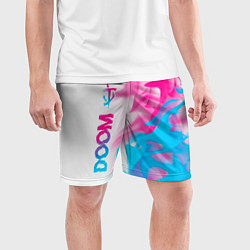 Шорты спортивные мужские Doom neon gradient style: по-вертикали, цвет: 3D-принт — фото 2