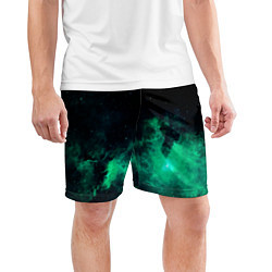 Шорты спортивные мужские Зелёная галактика Midjourney, цвет: 3D-принт — фото 2