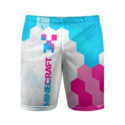 Мужские спортивные шорты Minecraft neon gradient style: по-вертикали