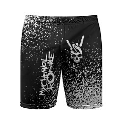 Шорты спортивные мужские My Chemical Romance и рок символ на темном фоне, цвет: 3D-принт
