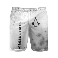 Шорты спортивные мужские Assassins Creed glitch на светлом фоне: надпись, с, цвет: 3D-принт