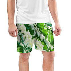 Шорты спортивные мужские Зеленые штрихи, цвет: 3D-принт — фото 2