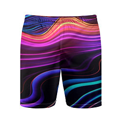 Шорты спортивные мужские Неоновые волны, цвет: 3D-принт