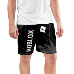 Шорты спортивные мужские Roblox glitch на темном фоне: надпись, символ, цвет: 3D-принт — фото 2