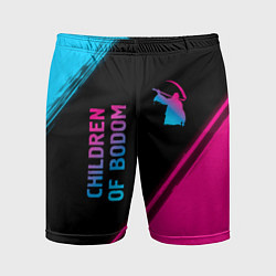 Шорты спортивные мужские Children of Bodom - neon gradient: надпись, символ, цвет: 3D-принт