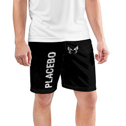 Шорты спортивные мужские Placebo glitch на темном фоне: надпись, символ, цвет: 3D-принт — фото 2