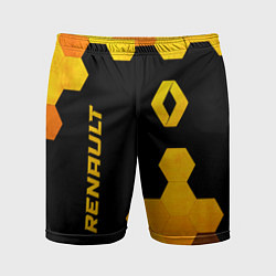 Мужские спортивные шорты Renault - gold gradient: надпись, символ