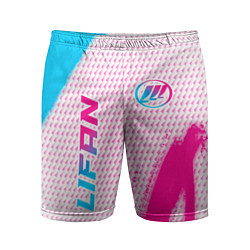 Мужские спортивные шорты Lifan neon gradient style: надпись, символ