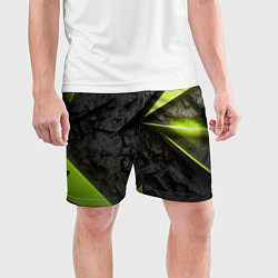 Шорты спортивные мужские Зеленые абстрактные осколки, цвет: 3D-принт — фото 2