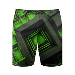 Шорты спортивные мужские Неоновые зелёные блоки, цвет: 3D-принт