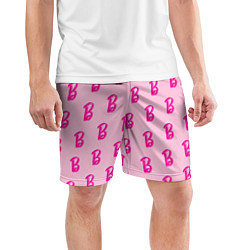 Шорты спортивные мужские Барби паттерн буква B, цвет: 3D-принт — фото 2