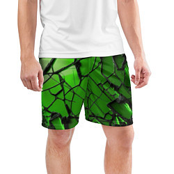 Шорты спортивные мужские Зеленое треснутое стекло, цвет: 3D-принт — фото 2