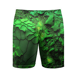 Шорты спортивные мужские Объемная зеленая текстура, цвет: 3D-принт