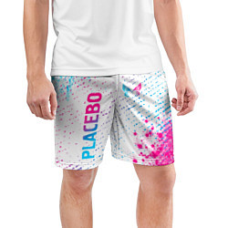 Шорты спортивные мужские Placebo neon gradient style: надпись, символ, цвет: 3D-принт — фото 2
