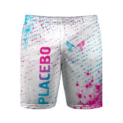 Шорты спортивные мужские Placebo neon gradient style: надпись, символ, цвет: 3D-принт