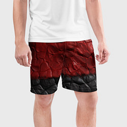 Шорты спортивные мужские Черная красная текстура, цвет: 3D-принт — фото 2