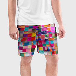 Шорты спортивные мужские Разноцветные лоскутки, цвет: 3D-принт — фото 2