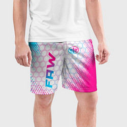 Шорты спортивные мужские FAW neon gradient style: надпись, символ, цвет: 3D-принт — фото 2