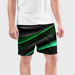 Шорты спортивные мужские Black green line, цвет: 3D-принт — фото 2