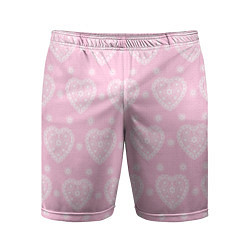 Шорты спортивные мужские Розовое кружево сердечки, цвет: 3D-принт