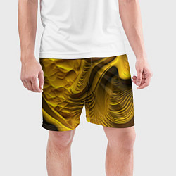 Шорты спортивные мужские Объемная желтая текстура, цвет: 3D-принт — фото 2