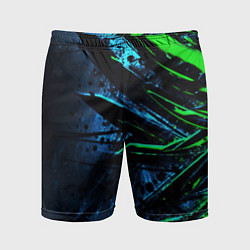 Мужские спортивные шорты Black green abstract