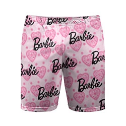 Шорты спортивные мужские Логотип Барби и розовое кружево, цвет: 3D-принт