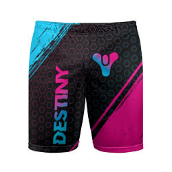 Мужские спортивные шорты Destiny - neon gradient: надпись, символ