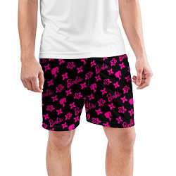 Шорты спортивные мужские Барби паттерн черно-розовый, цвет: 3D-принт — фото 2