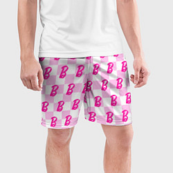 Шорты спортивные мужские Розовая шашка и Барби, цвет: 3D-принт — фото 2
