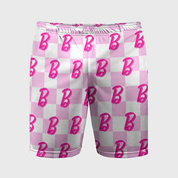 Шорты спортивные мужские Розовая шашка и Барби, цвет: 3D-принт