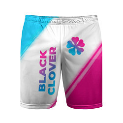 Мужские спортивные шорты Black Clover neon gradient style: надпись, символ