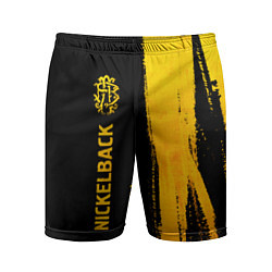 Шорты спортивные мужские Nickelback - gold gradient: по-вертикали, цвет: 3D-принт