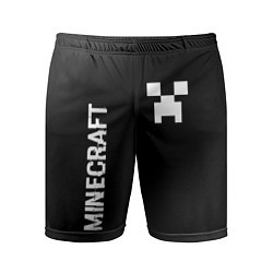Мужские спортивные шорты Minecraft glitch на темном фоне: надпись, символ