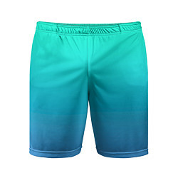 Шорты спортивные мужские Градиент сине-зелёный светлый, цвет: 3D-принт