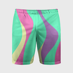Шорты спортивные мужские Полосатая цветная абстракция, цвет: 3D-принт