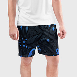 Шорты спортивные мужские Blue black abstract texture, цвет: 3D-принт — фото 2