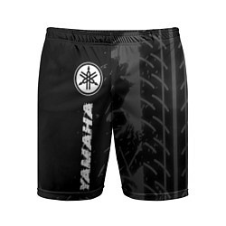 Мужские спортивные шорты Yamaha speed на темном фоне со следами шин: по-вер