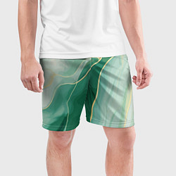 Шорты спортивные мужские Малахитовые полосы, цвет: 3D-принт — фото 2