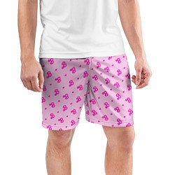 Шорты спортивные мужские Розовый паттерн - Барби и сердечки, цвет: 3D-принт — фото 2
