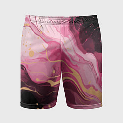 Шорты спортивные мужские Абстрактный черно-розовый мраморный узор, цвет: 3D-принт