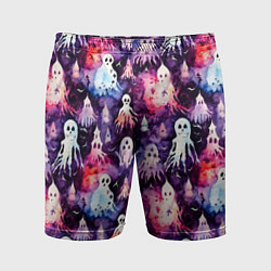 Мужские спортивные шорты Хэллоуин Акварельные привидения